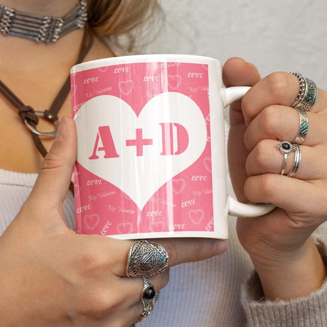 Mug Ajouter ses initiales et ses initiales Valentine's (Créateur téléchargé)
