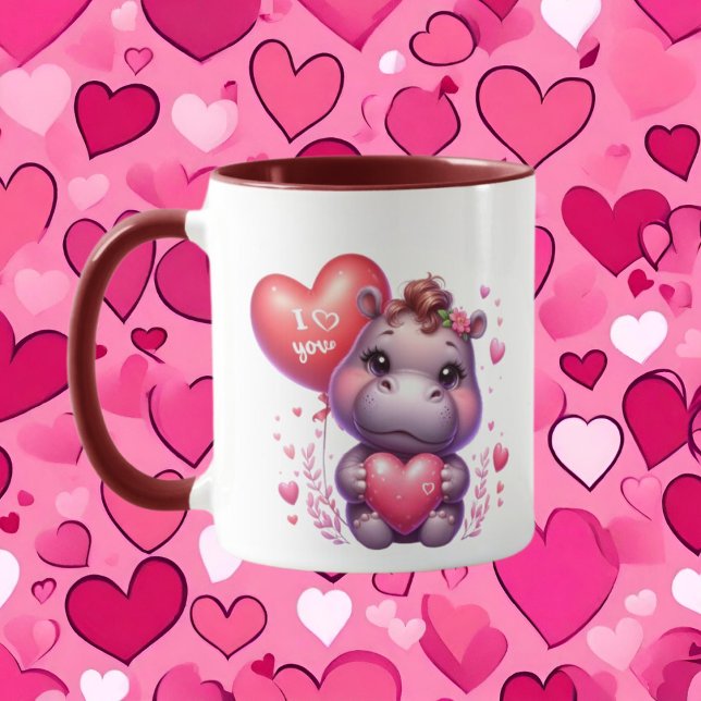 Mug Ajouter un message d'hippo mignon (Créateur téléchargé)