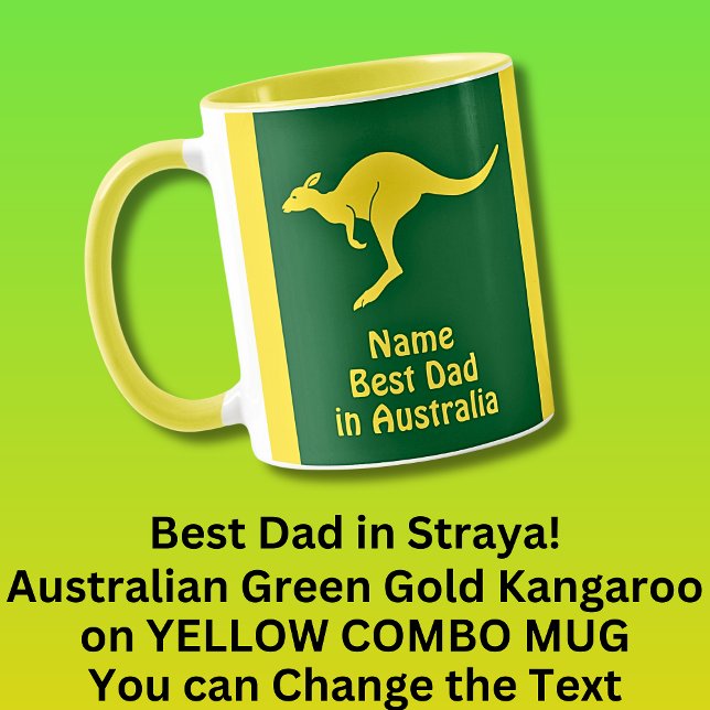Mug Ajouter un nom, Best Dad Australia Green Gold Kang (Créateur téléchargé)