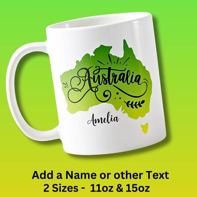 Mug Ajouter un nom - Carte Green Yellow Australia (Créateur téléchargé)