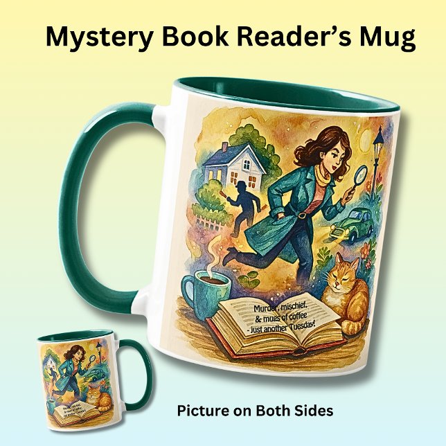 Mug Ajouter un nom de texte, meurtre, méfait et café (Créateur téléchargé)