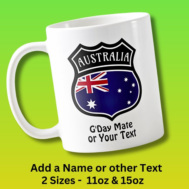 Mug Ajouter un nom et un texte - Australia Flag Shield (Créateur téléchargé)