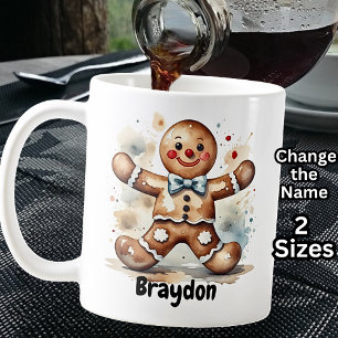 Mug Ajouter un nom, Homme en pain d'épices pour Noël