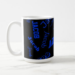 Mug Ajouter un nom ou un mot Bleu et noir