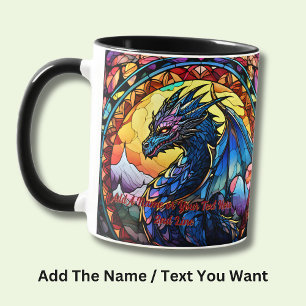 Mug Ajouter un nom ou un texte, Dragon en verre tendu