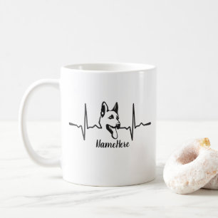 Mug Ajouter un nom Texte, berger allemand Heartbeat su