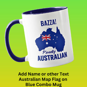 Mug Ajouter un nom Texte, bleu fièrement australien, c