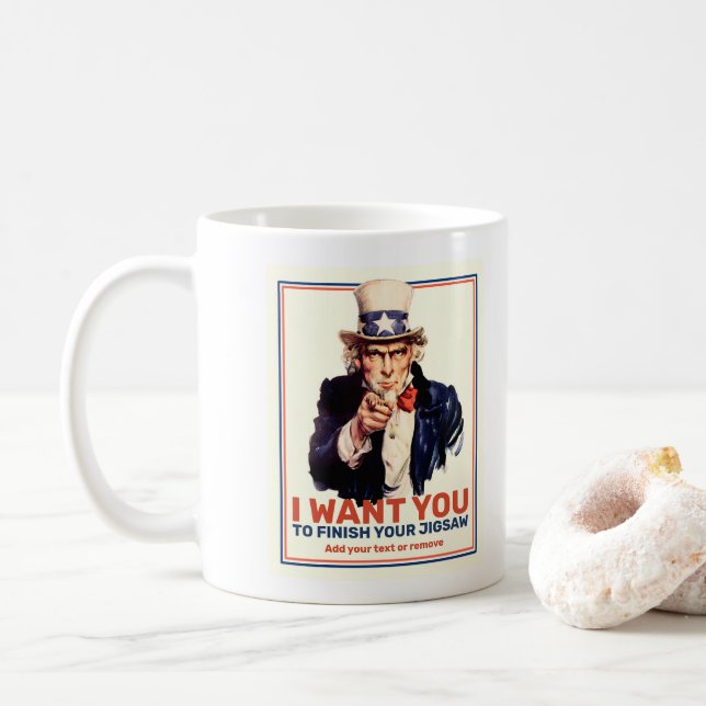 Mug Ajouter un texte personnalisé, l'affiche Oncle Sam (Avec donut)