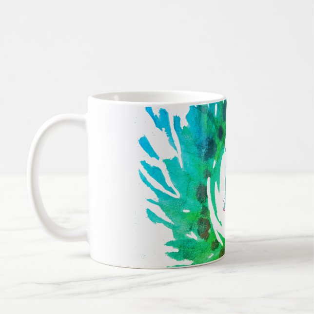 Mug Ajouter une couronne de Noël vert rose monogramme (Gauche)