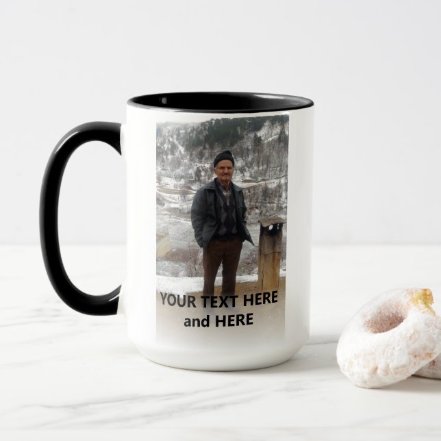 Mug Ajouter une photo et un texte meilleur père jamais (Avec donut)