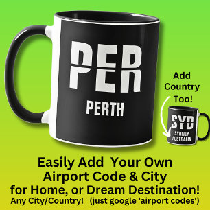 Mug Ajouter votre code et votre ville - Code d'aéropor