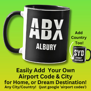 Mug Ajouter votre code & ville - Code aéroport ABX ALB