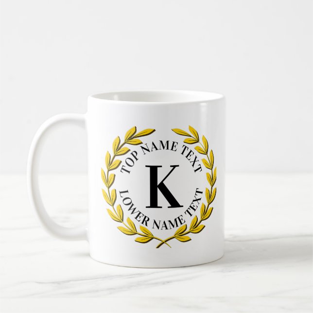 Mug Ajouter votre nom initial ou votre texte Gold Wire (Gauche)