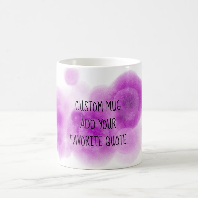 Mug ajouter votre propre citation rose et violet aquar (Centre)