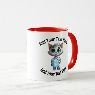 Mug Ajouter Votre Texte Café Chat À L'Infirmière Chimi