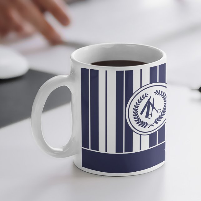 Mug Ajoutez votre logo barbershop nom barbier marine b (Créateur téléchargé)