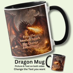 Mug Ajoutez Votre Texte Nom Dragon de Feu Dans Son Rep