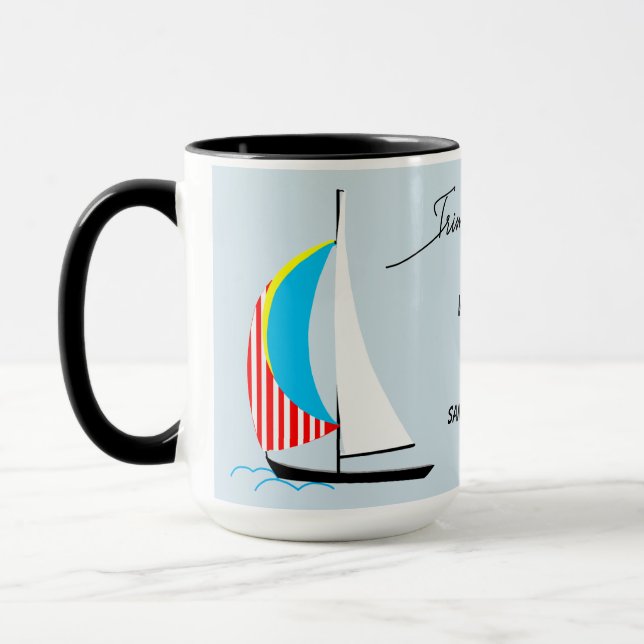 Mug Ajustez vos voiles Bateau à voile personnalisé (Gauche)