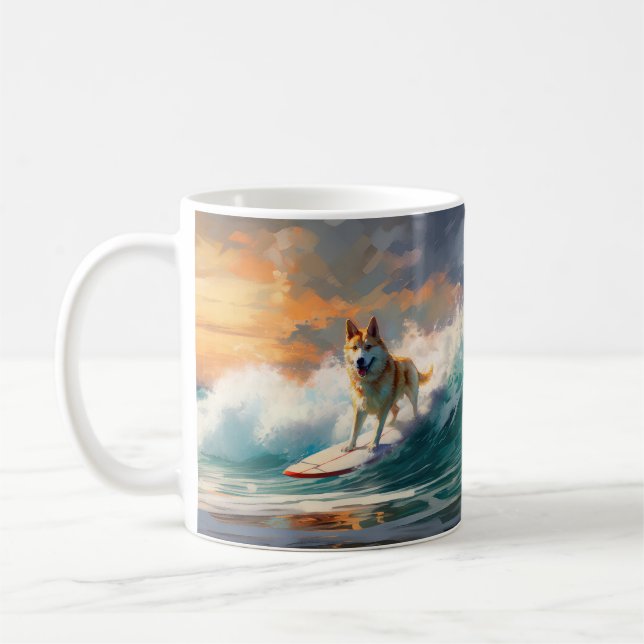 Mug Akita Beach Surf Peinture (Gauche)