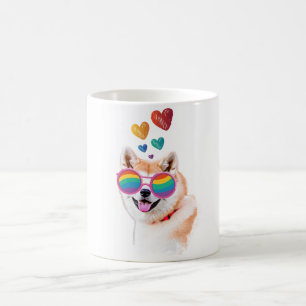 Mug Akita Chien avec Coeurs Valentine's Da