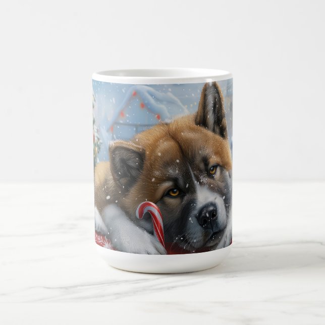 Mug Akita Chien Festive de Noël (Centre)