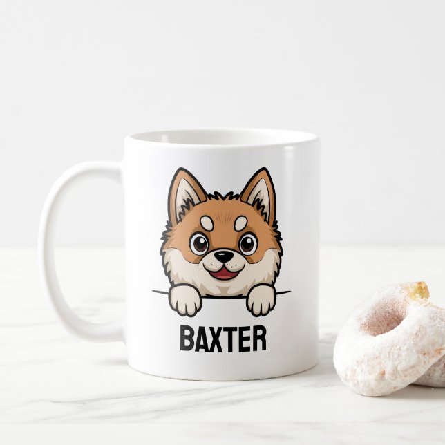 Mug Akita Inu Custom Chien Nom Cute Pet Lover Cadeau (Avec donut)
