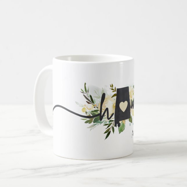 Mug Alabama État Personnalisé votre ville natale Rusti (Devant gauche)