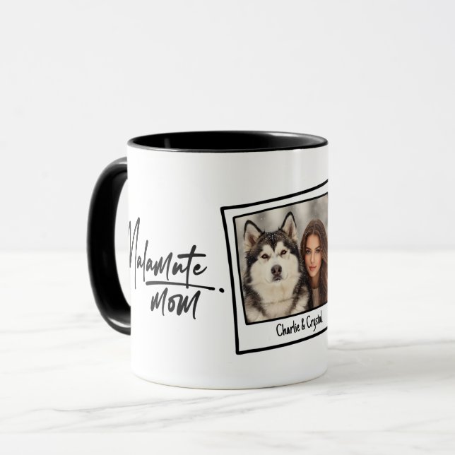 Mug Alaskan Malamute Mom Custom Photo & Name Fun Chic (Devant gauche)