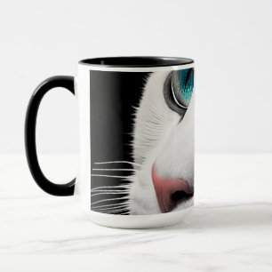 Mug Albino Blanc Chat Visage Joyaux yeux