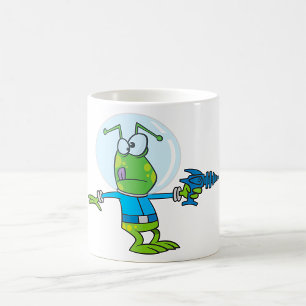 Mug Alien drôle avec Ray Gun Sci-Fi Space Invader