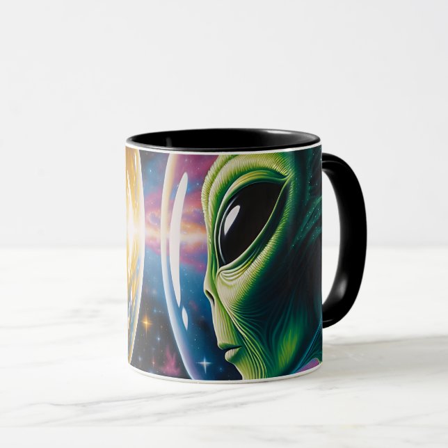 Mug Alien et astronaute dans l'espace (Devant droit)
