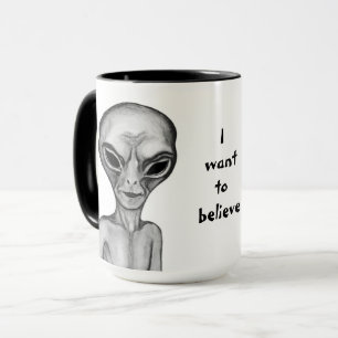 Mug Alien gris, je veux croire