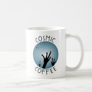 Mug Alien Mains Sci Fi Black Blue ET Art Café cosmique