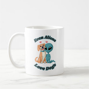 Mug Alien mignon et chien. Même les Aliens aiment les
