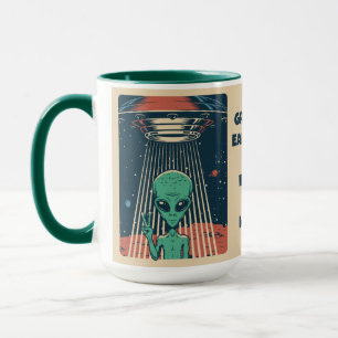 Mug Alien UFO de texte personnalisé