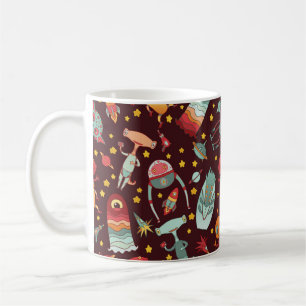 Mug Aliens de dessin vintage motif sans couture.