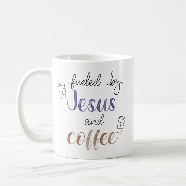 Mug Alimenté par Jésus et le café (Gauche)
