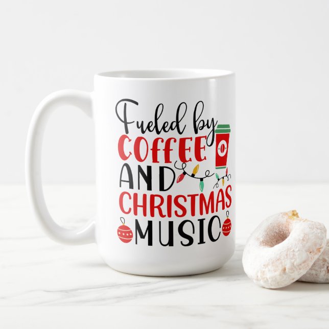 Mug Alimenté Par Le Café Et La Musique De Noël (Avec donut)