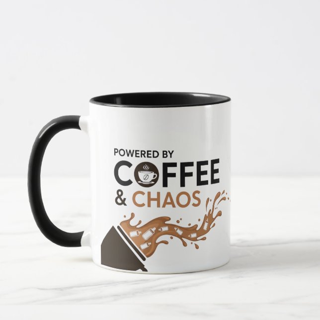 Mug Alimenté par le Café et le Chaos Maman Drôle (Gauche)
