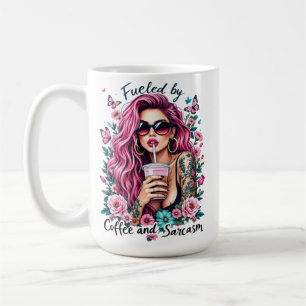 Mug Alimenté par le café et le sarcasme