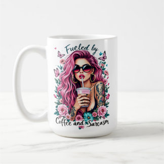 Mug Alimenté par le café et le sarcasme