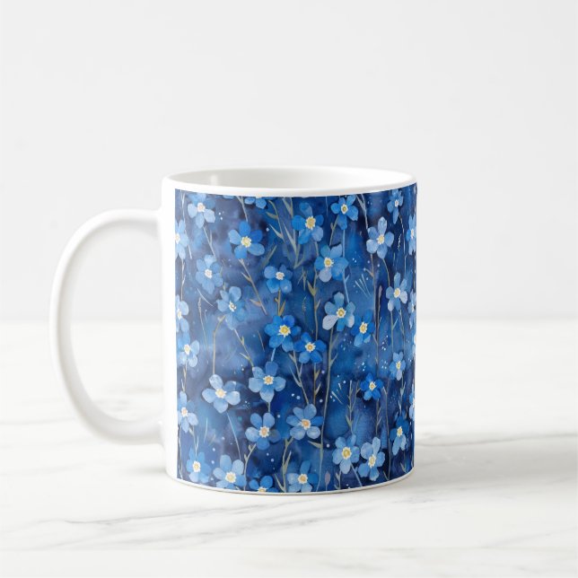 Mug All Over Shades of Blue Floral Pattern (Gauche)