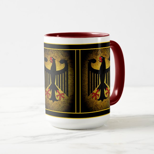 Mug Allemand, aigle noir du drapeau allemand, Allemagn (Devant droit)