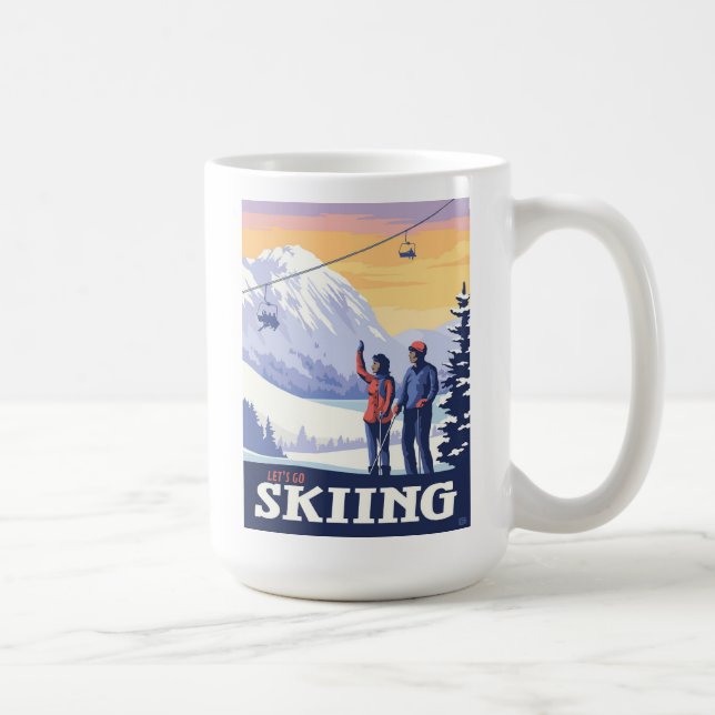 Mug Aller skier Vintage Imprimer (Droite)
