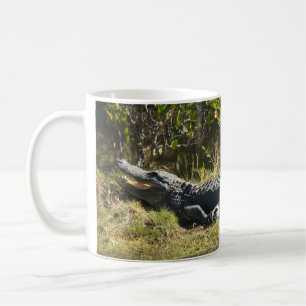 Mug Alligator de Floride sur une rive herbeuse – Marai