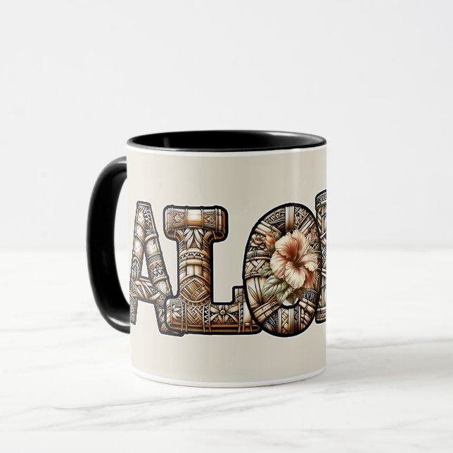 Mug Aloha Bamboo, polynésien hawaïen (Devant gauche)