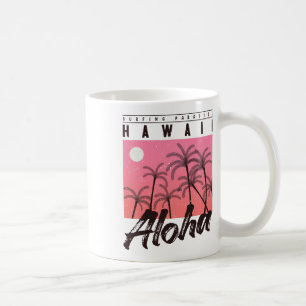 Mug Aloha Hawaii Palmier Rétro Coucher de soleil Plage