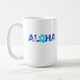 Mug Aloha Hawaiian Hibiscus Batik Blues Live Pono