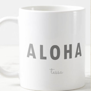 Mug Aloha Hawaiian   Minimaliste   Gris   Nom