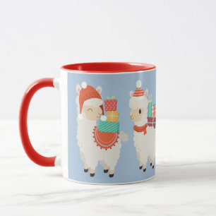 Mug Alpacas festifs transportant des dons   Noël